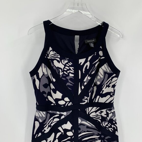 R&M Richards jersey sleeveless shift dress black white colorblock print 12 - Picture 2 of 4